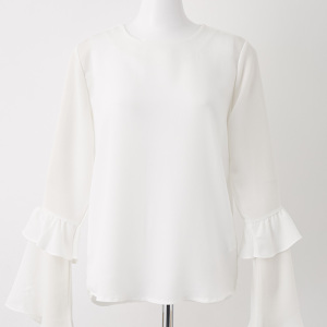 二重フレア袖ブラウス シロ
