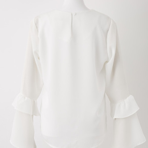 二重フレア袖ブラウス シロ