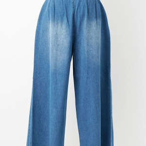 10ozデニム共ベルト付きワイドパンツ ブルー