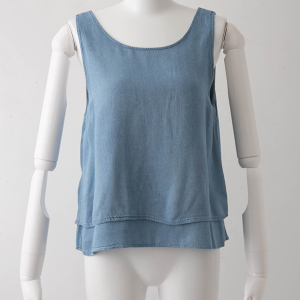 レーヨンデニムレイヤードトップス ブリーチ
