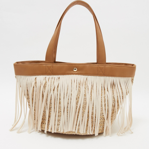 スウェードフリンジ カゴトートバッグ アイボリー