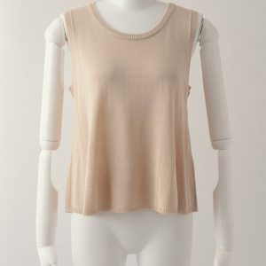 天竺編み裾フレアベスト ベージュ