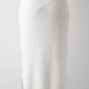 裾スリットゴム編みロングニットスカート オフ